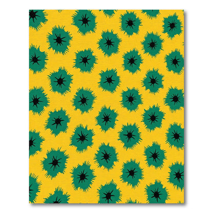 Golden Yellow Teal Starbursts Rug