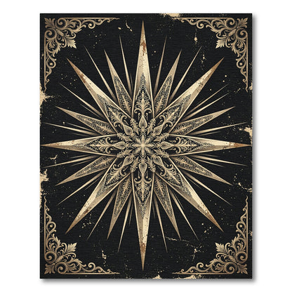 Gilded Celestial Starburst Ornate Medallion Rug