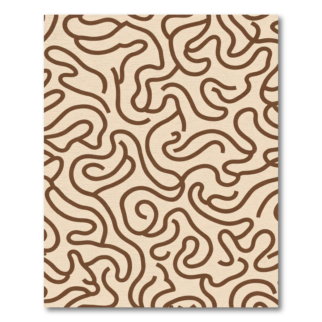 Cream Brown Abstract Swirl Rug