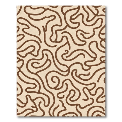 Cream Brown Abstract Swirl Rug