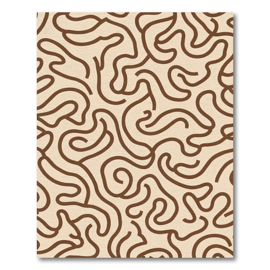 Cream Brown Abstract Swirl Rug