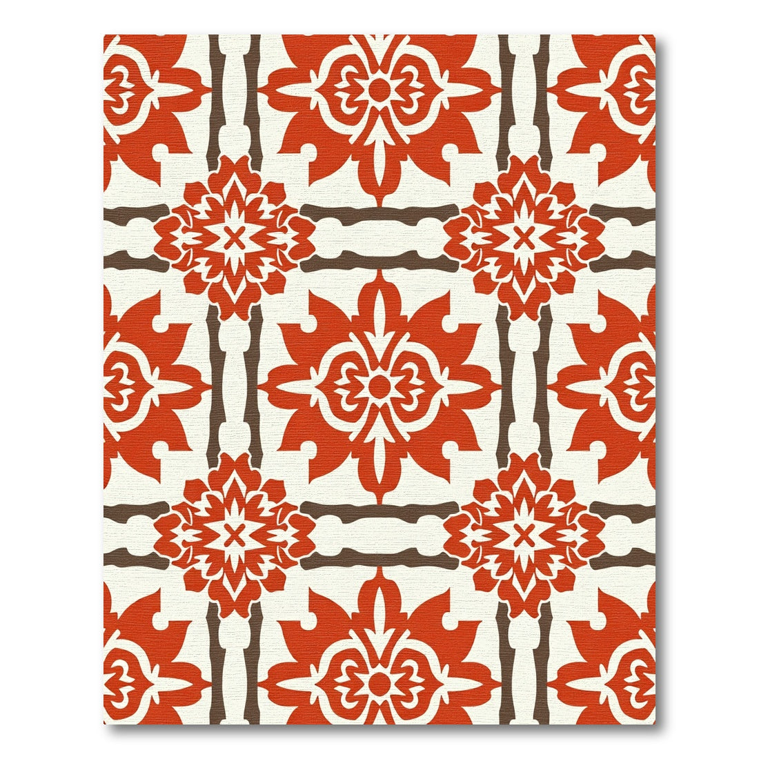 Crimson White Floral Lattice Rug