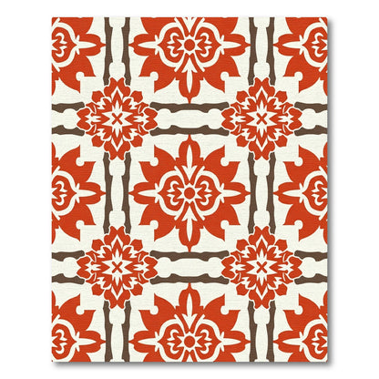 Crimson White Floral Lattice Rug