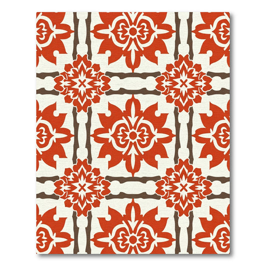 Crimson White Floral Lattice Rug