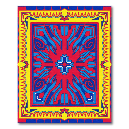 Bold Red Blue Yellow Geometric Star Rug