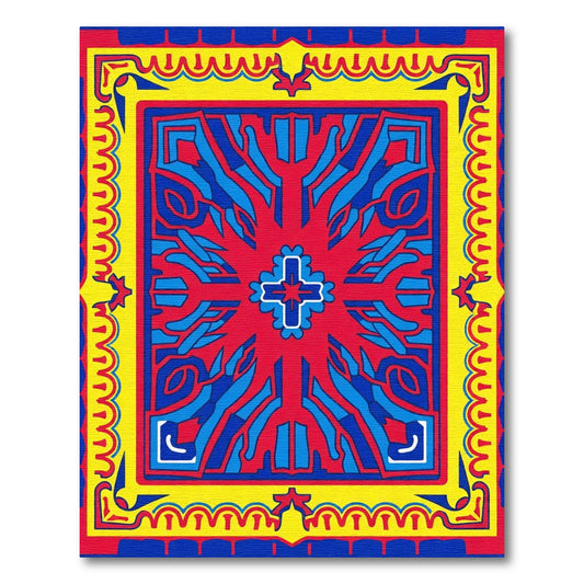 Bold Red Blue Yellow Geometric Star Rug