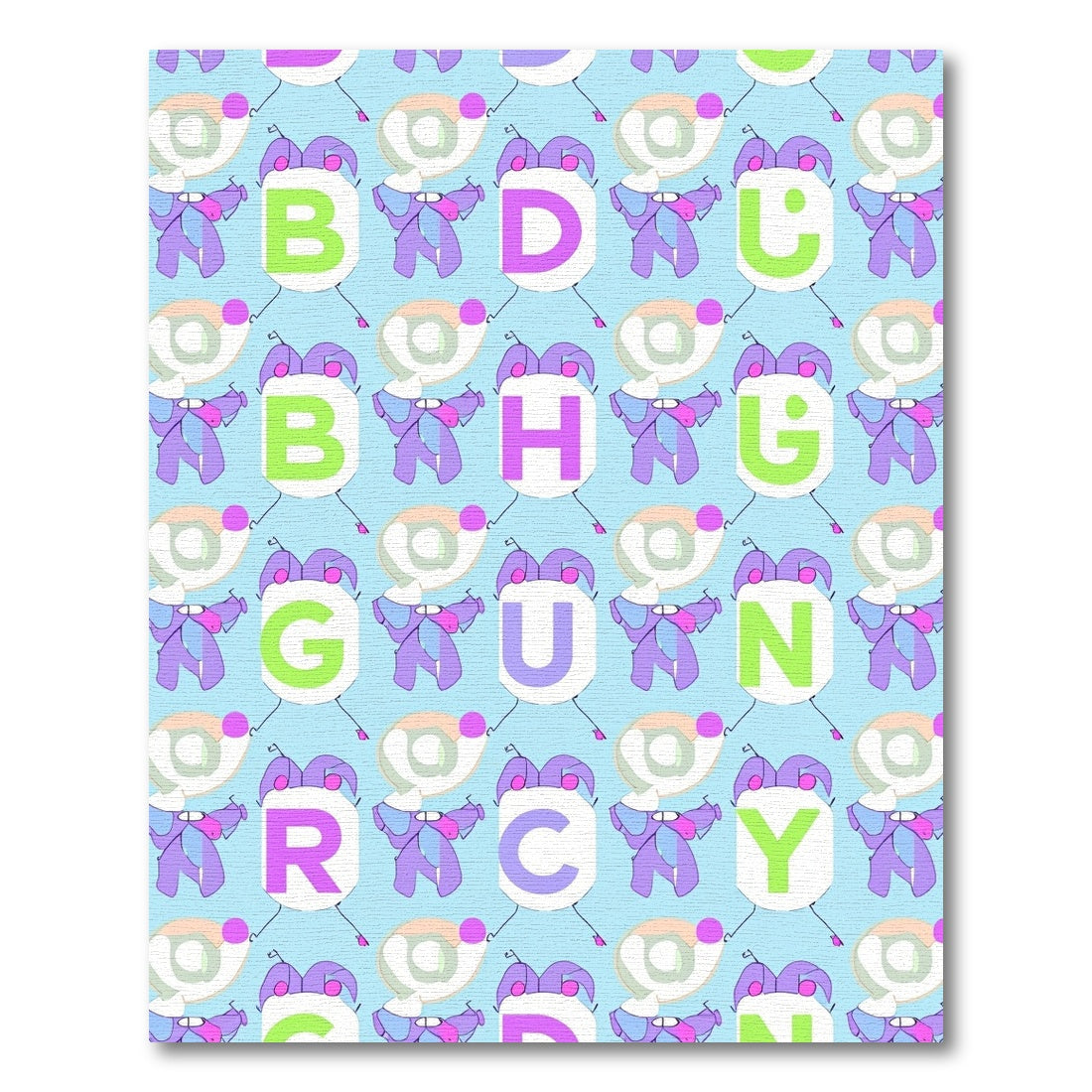 Lavender Purple Blue Whimsical Alphabet Rug