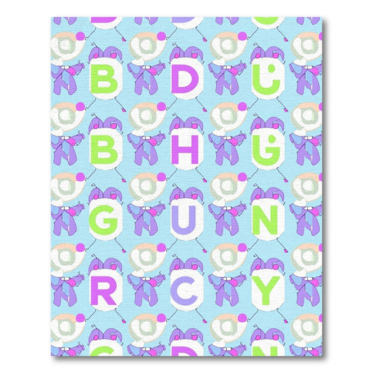 Lavender Purple Blue Whimsical Alphabet Rug