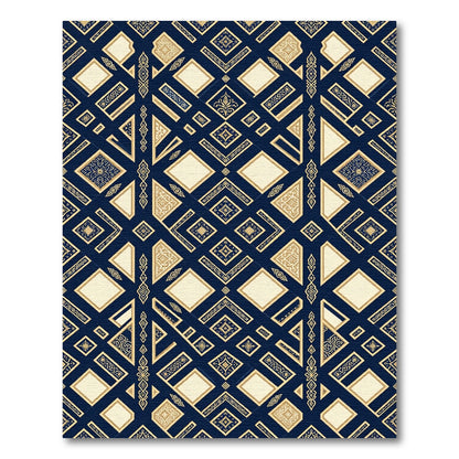 Gold Geometric Diamond Medallion Rug