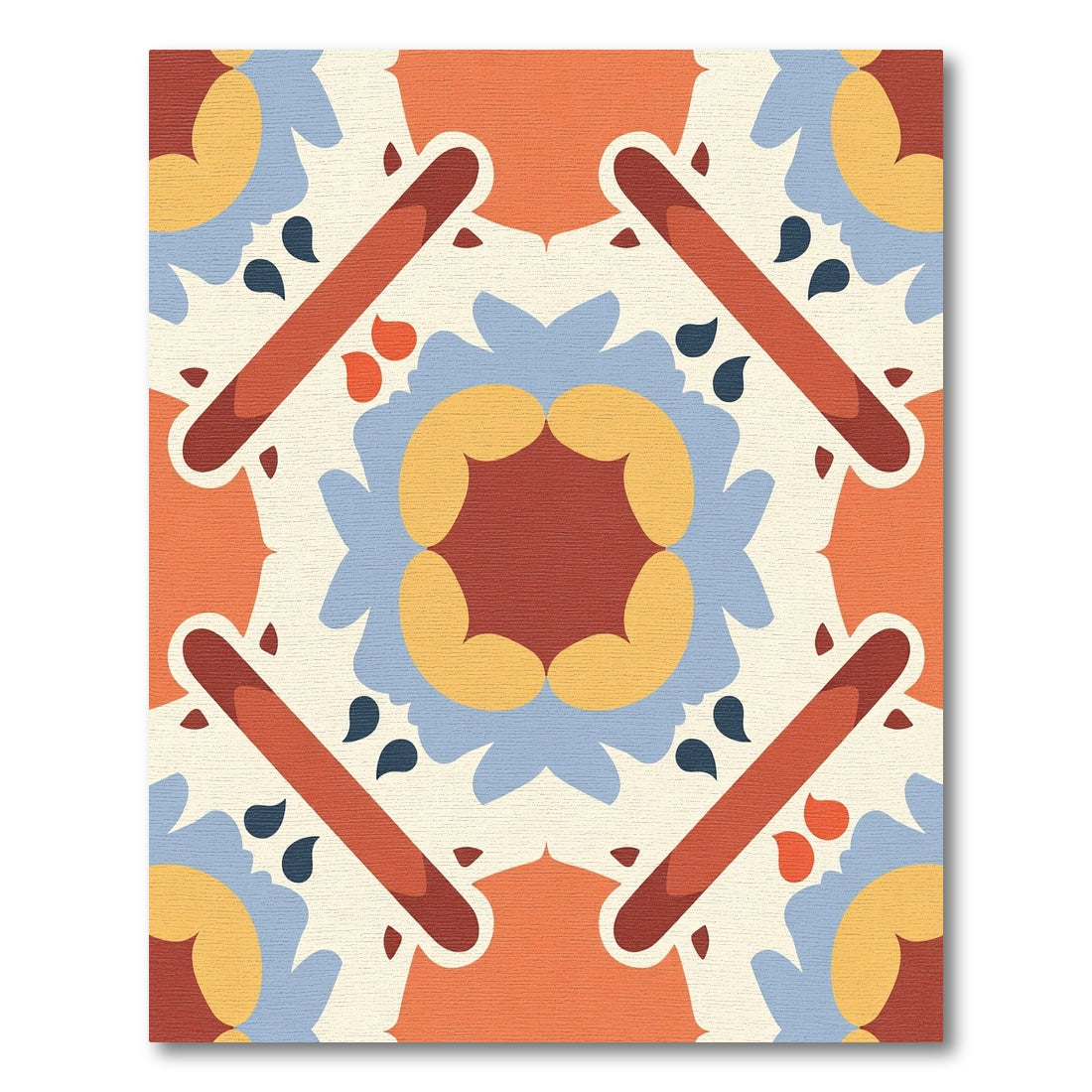 Terra Cotta Symmetrical Floral Medallion Rug