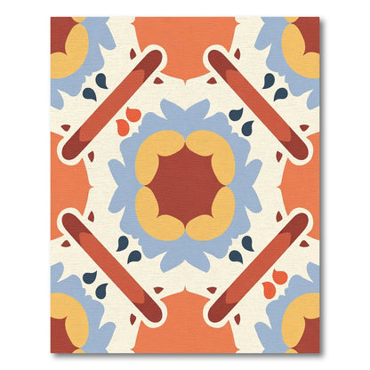 Terra Cotta Symmetrical Floral Medallion Rug