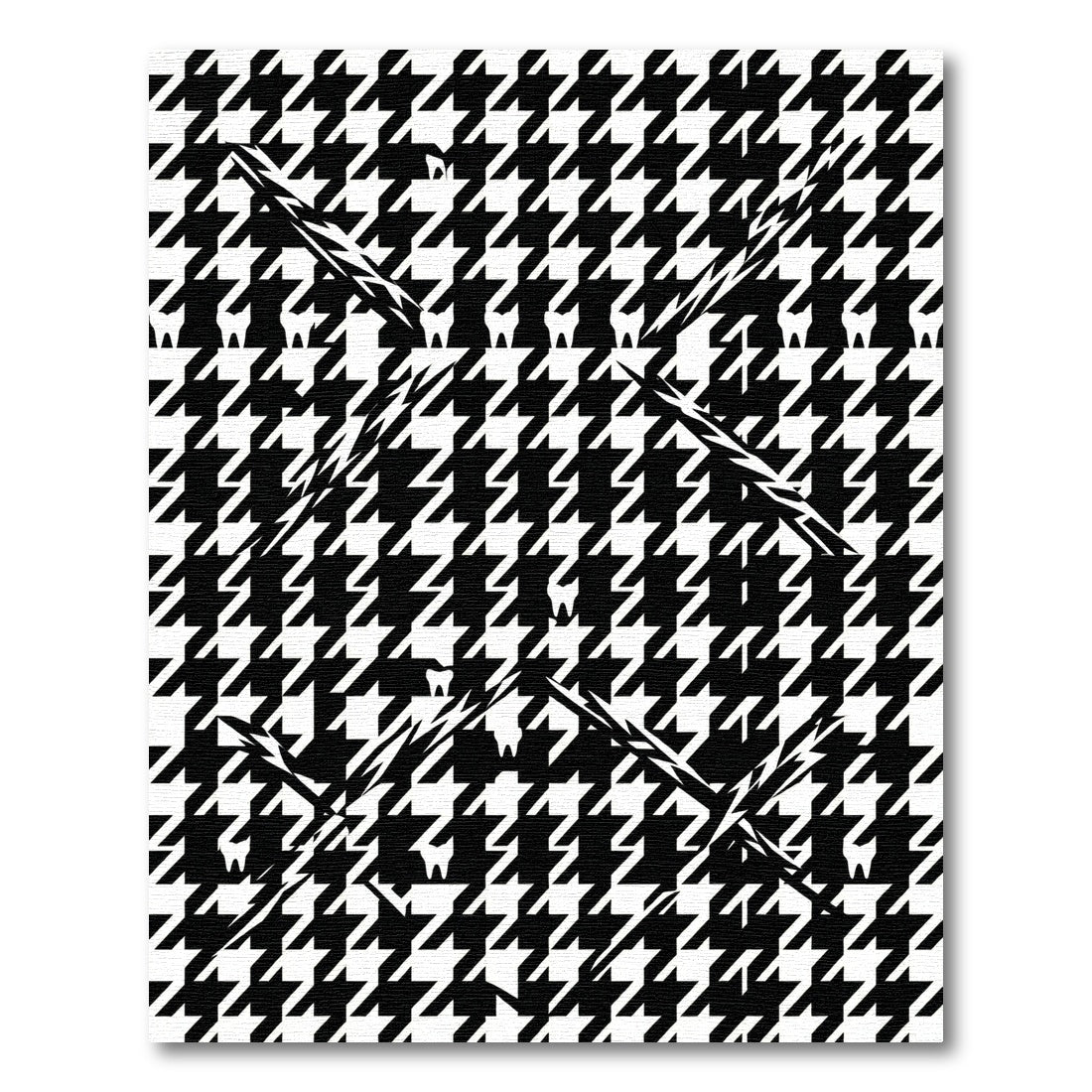 Abstract Black and White Houndstooth Tooth Rug