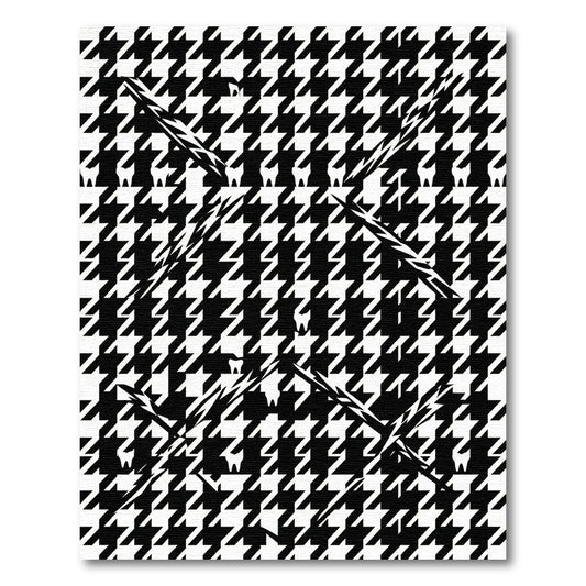 Abstract Black and White Houndstooth Tooth Rug
