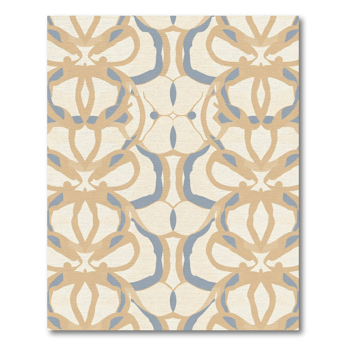 Cream Blue Abstract Organic Symmetry Rug