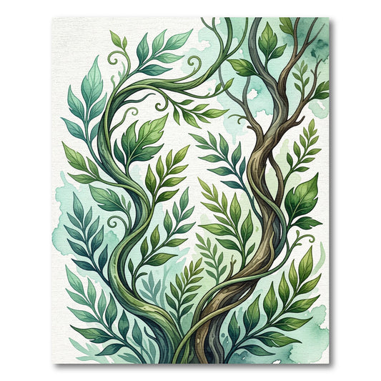 Lush Green Wandering Botanical Vine Rug