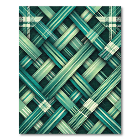 Interwoven Emerald Plaid Lattice Grid Rug