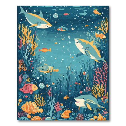 Ocean Reef Sharks And Fish Rug