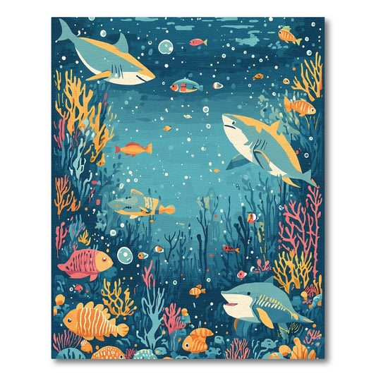 Ocean Reef Sharks And Fish Rug