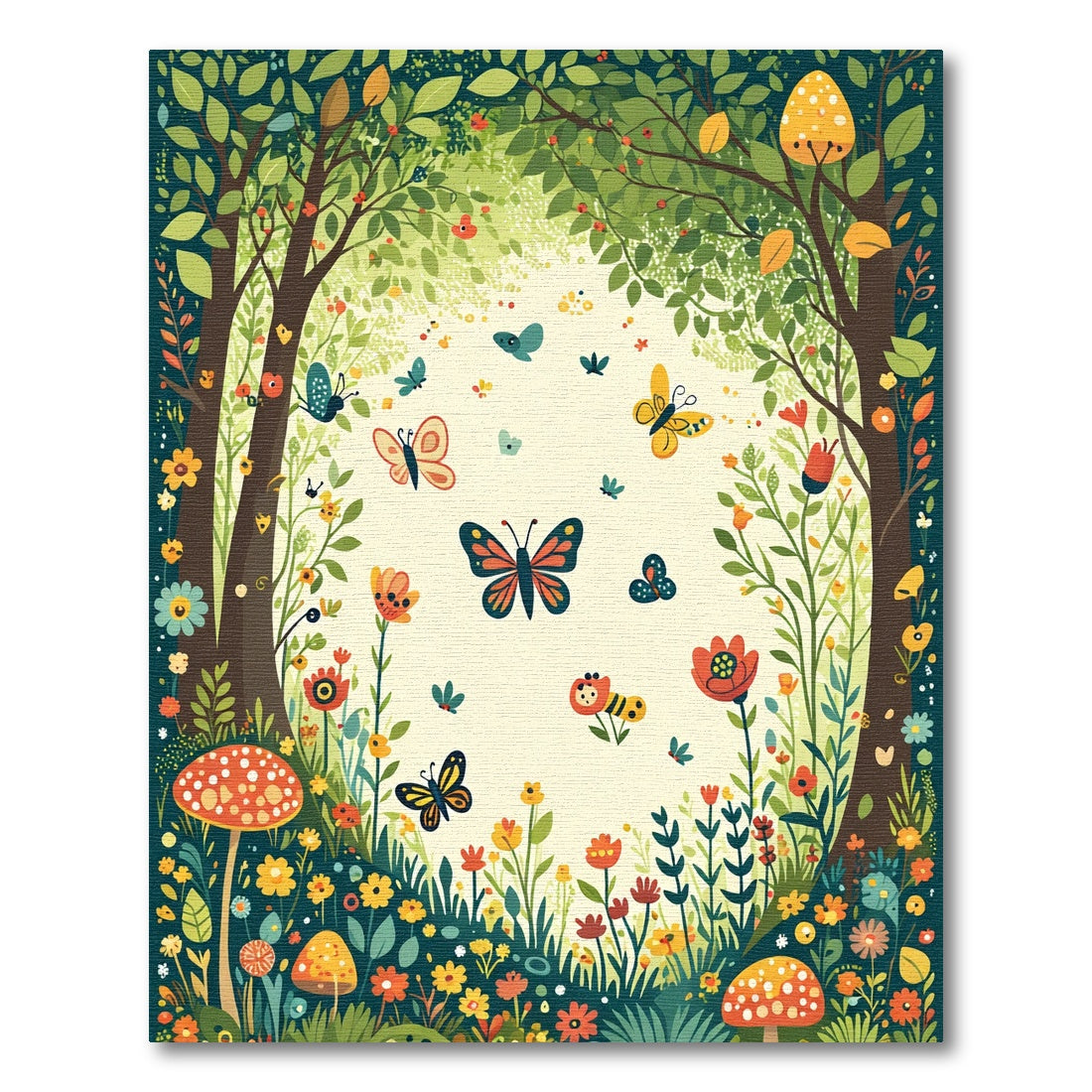 Whimsical Woodland Butterfly Garden Rug