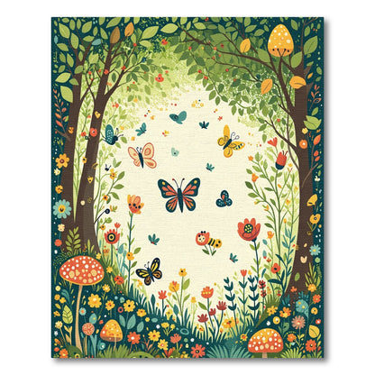 Whimsical Woodland Butterfly Garden Rug