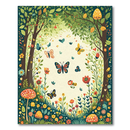 Whimsical Woodland Butterfly Garden Rug