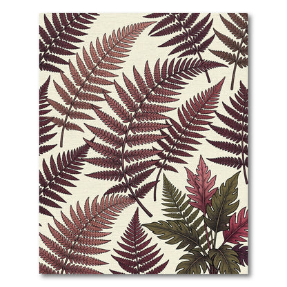 Crimson Fern Leaf Botanic Arrangement Rug