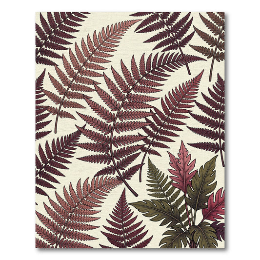 Crimson Fern Leaf Botanic Arrangement Rug