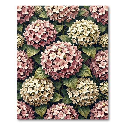 Soft Pink Hydrangea Floral Botanical Rug