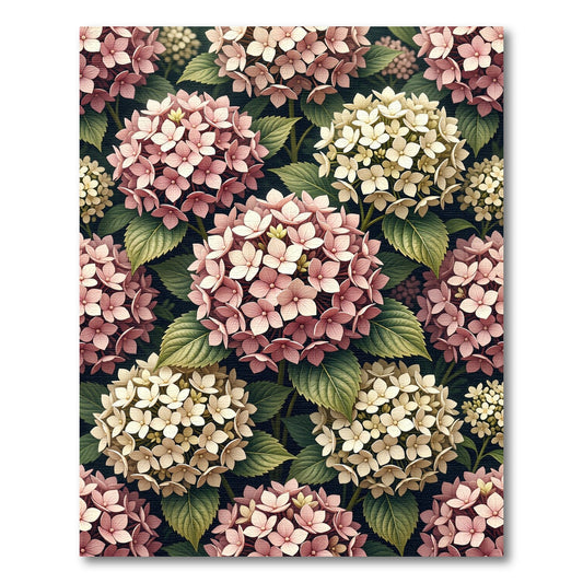 Soft Pink Hydrangea Floral Botanical Rug