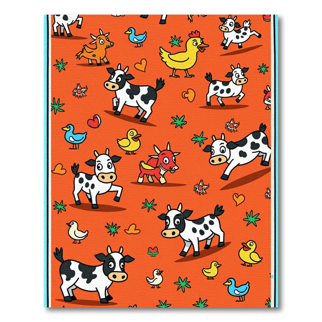 Farm Animals Happy Cows Chickens Ducks Rug