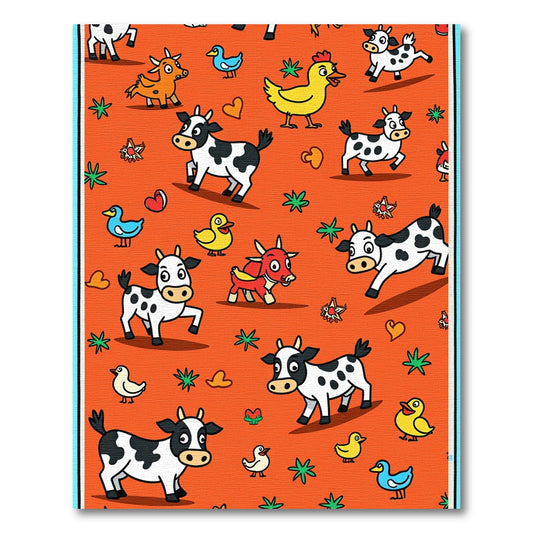 Farm Animals Happy Cows Chickens Ducks Rug
