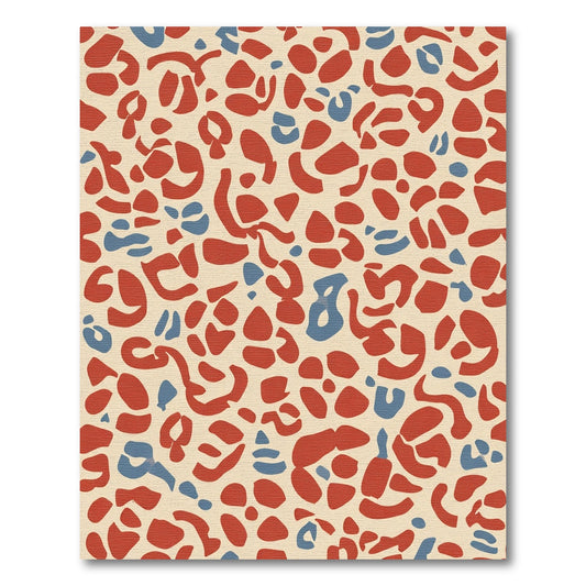 Crimson Blue Abstract Spots Rug