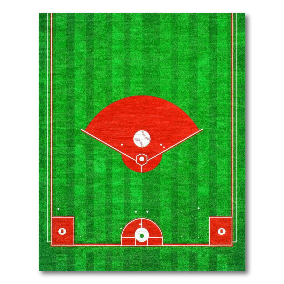 Green Striped Baseball Diamond Field Rug
