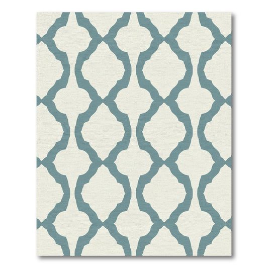 Classic Teal Quatrefoil Lattice Rug