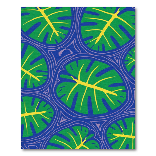 Vibrant Green Leaf Vein Composition Rug
