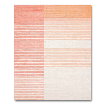 Coral Orange Gradient Striped Rug