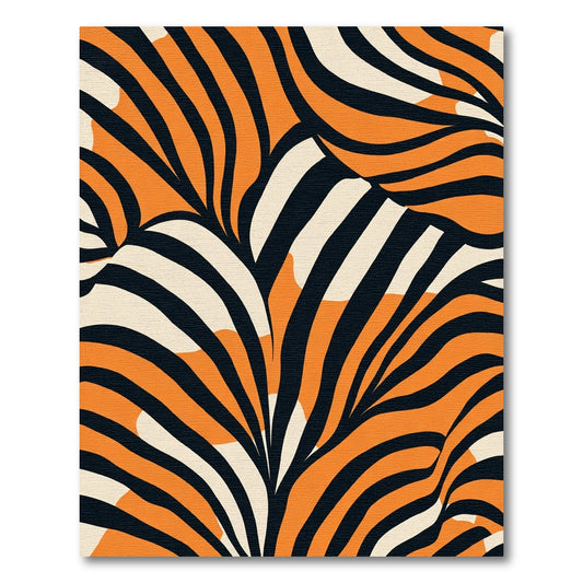 Retro Orange Black Cream Swirl Rug