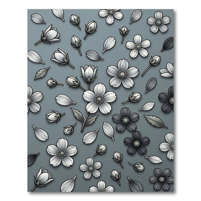 Monochromatic Floral Blossom Scatter Rug