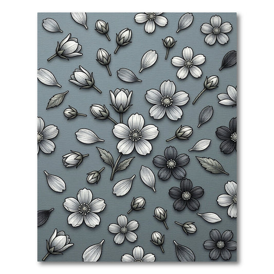 Monochromatic Floral Blossom Scatter Rug