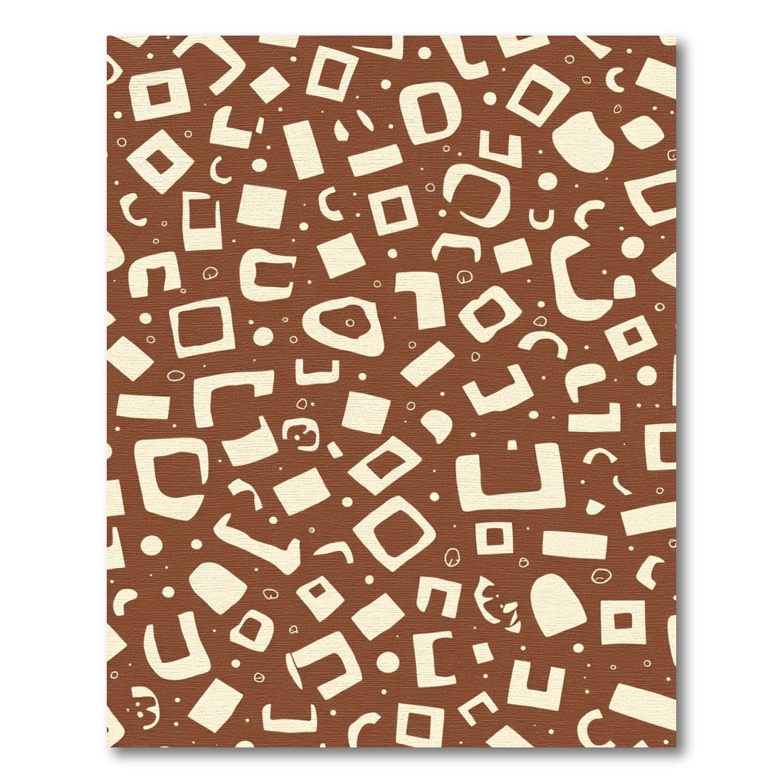 Cream Abstract Shapes Brown Background Rug