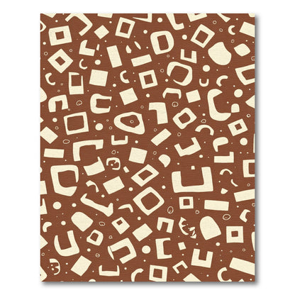 Cream Abstract Shapes Brown Background Rug