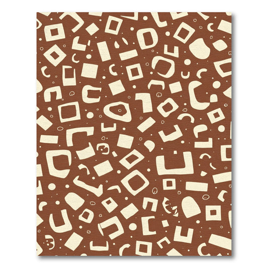 Cream Abstract Shapes Brown Background Rug
