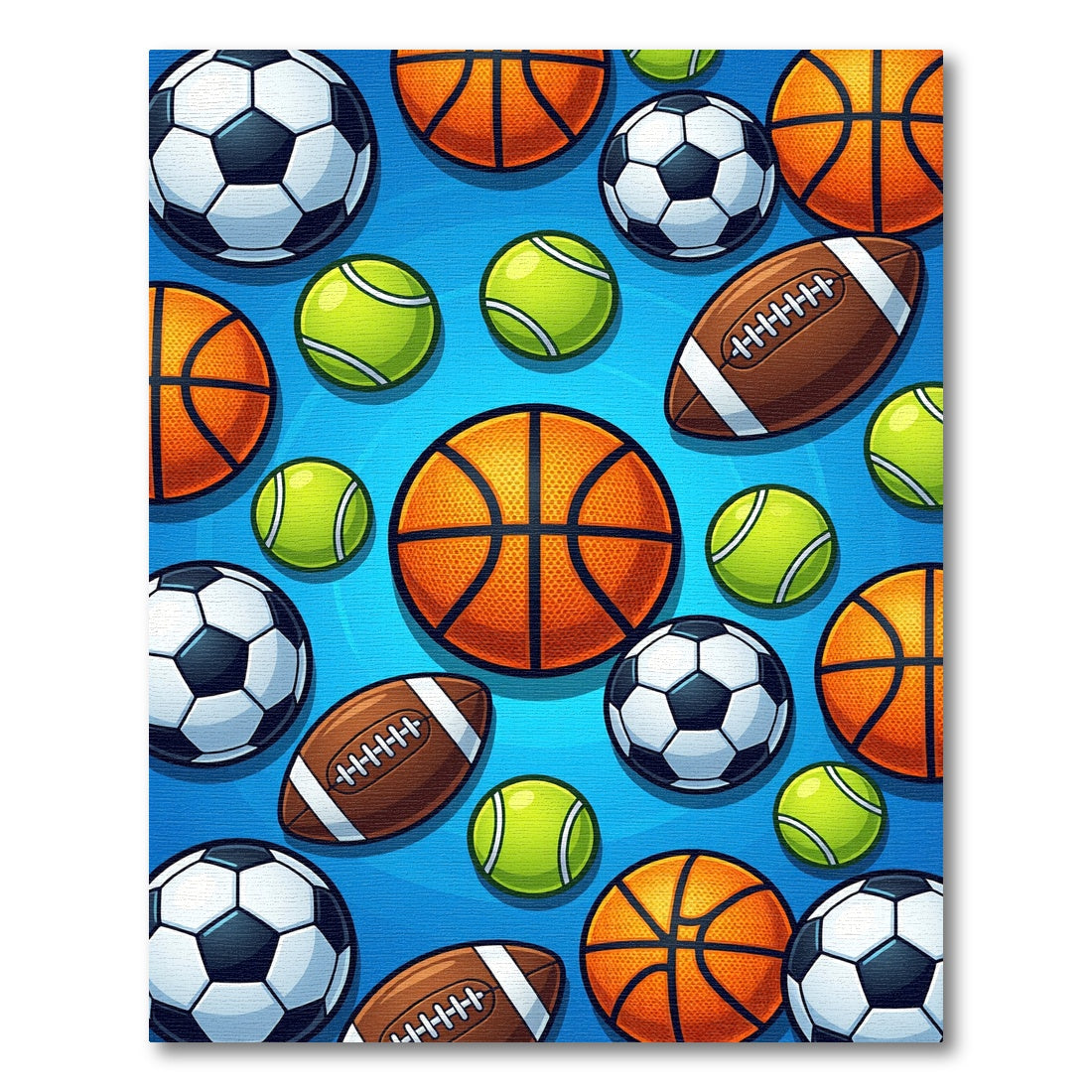 Vibrant Soccer Basketball Tennis Football Rug