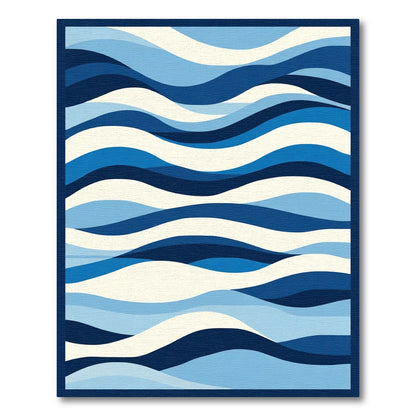 Deep Blue Ocean Wave Stripes Rug