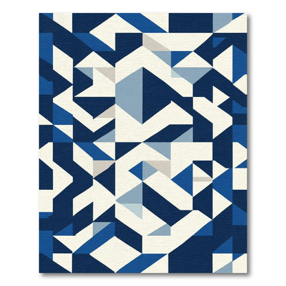 Abstract Blue Geometric Shapes Rug
