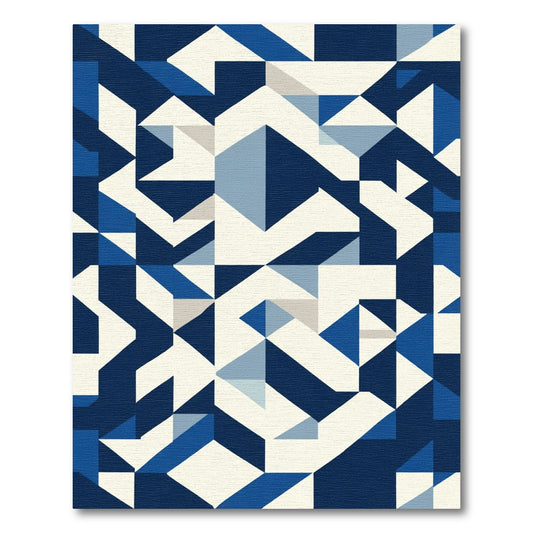 Abstract Blue Geometric Shapes Rug