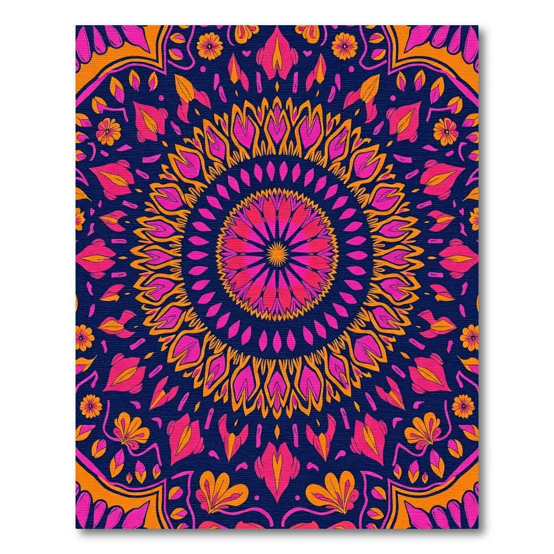 Vibrant Fuchsia And Orange Floral Mandala Rug