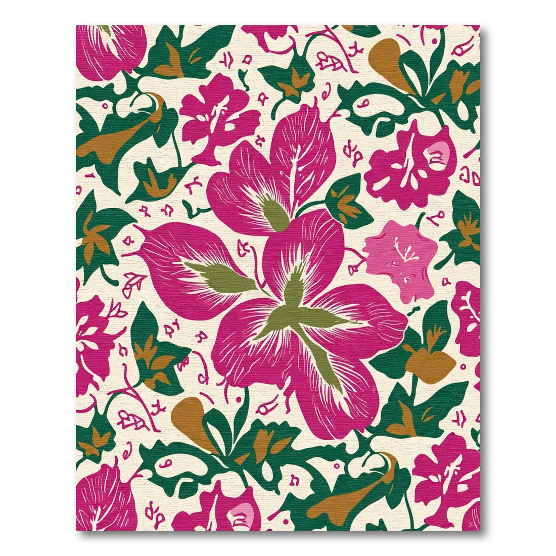 Vibrant Magenta Floral Vine Overlay Rug