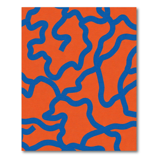 Orange Blue Wavy Line Connection Rug