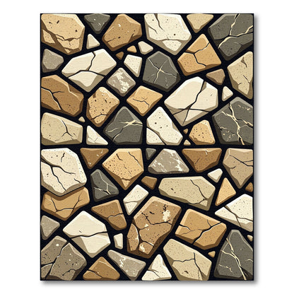 Modern Earthy Tonal Cobblestone Mosaic Rug